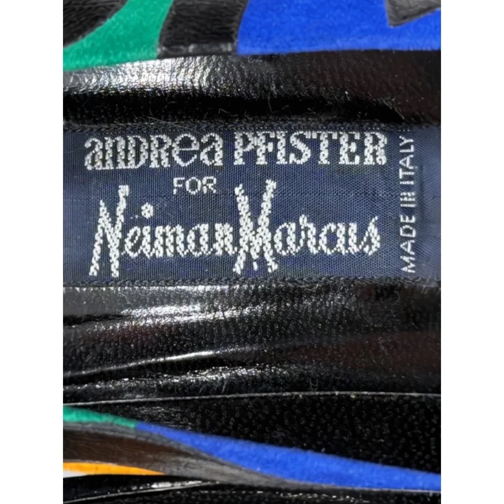 Andrea Pfister Neiman Marcus Vintage Pumps Multi Color Swirl Leather Heels 7.5 - Picture 5 of 7